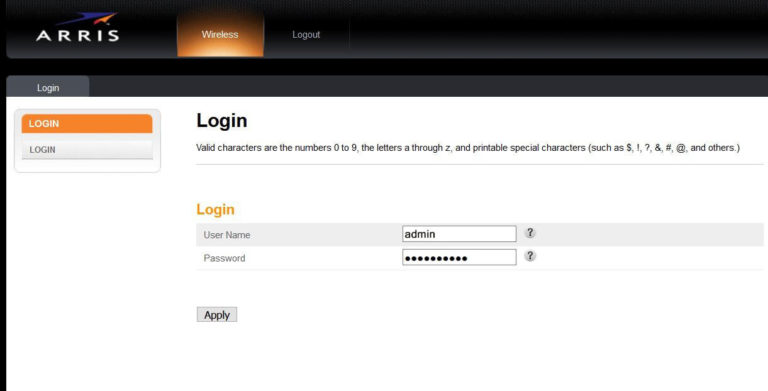 Arris router login